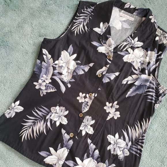 Tropical Sleeveless Button-Down Shirt by JAMAICA JAXX - Picture 1 of 4